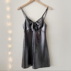 Topshop Metallic Slip Dress, Grey, Size 2